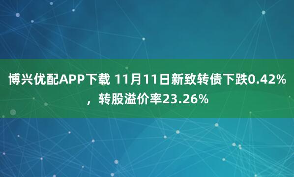 博兴优配APP下载 11月11日新致转债下跌0.42%,转股溢价率23.26%