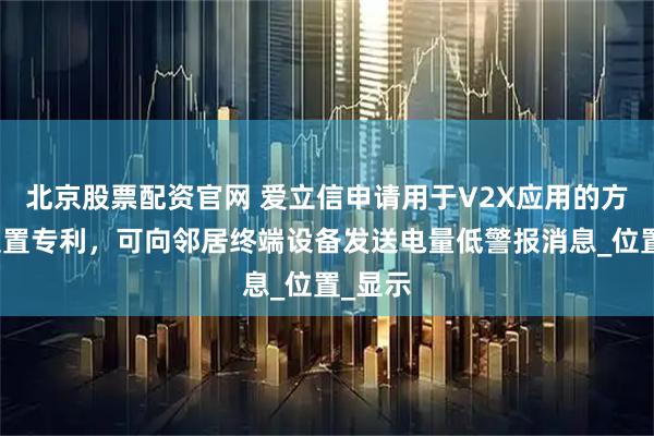 北京股票配资官网 爱立信申请用于V2X应用的方法和装置专利，可向邻居终端设备发送电量低警报消息_位置_显示
