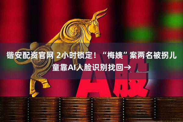 锴安配资官网 2小时锁定！“梅姨”案两名被拐儿童靠AI人脸识别找回→